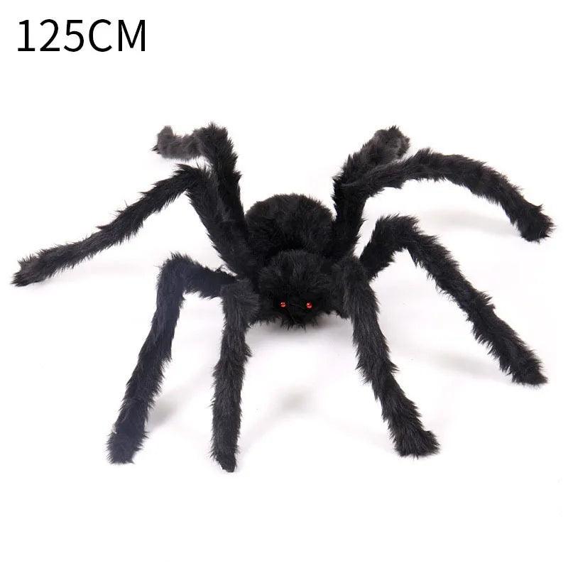 Black Spider Halloween Decoration Haunted House Prop Indoor Outdoor Giant Decor Vivid Scary Giant Black Spiders Huge Spider Web - petguardiansupplies