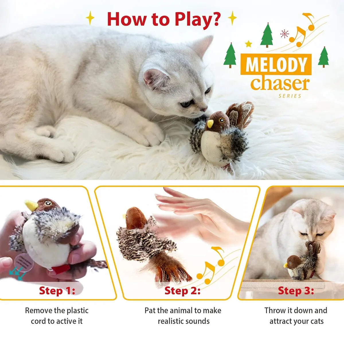 Chirping Toy, Interactive Cat Bird Toys Funny Squeak Kitten Toy - petguardiansupplies