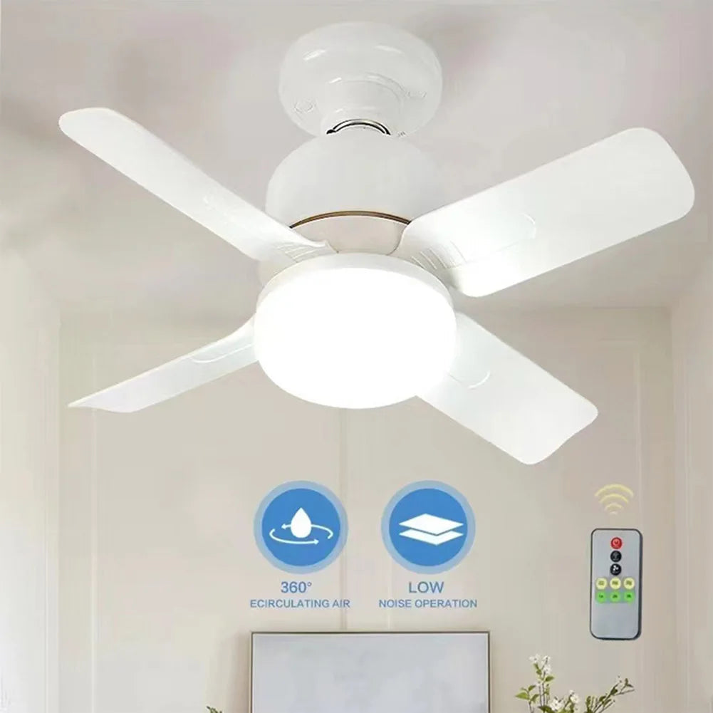 Ceiling Fan Lights E27 14W 85-264V Silent LED Electric Ceiling Fan Lamp With Remote Control for Living Room Bedroom Balcony - petguardiansupplies