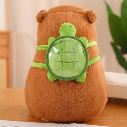 Cute Capybara Plush Toy Kawaii Fluffy Capibara With Turtle Bag Strawberry Cap Stuffed Animals Kids Birthday Gift Home Decoration - petguardiansupplies