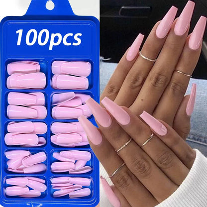 PINK Artificial Finger Nail Set-0