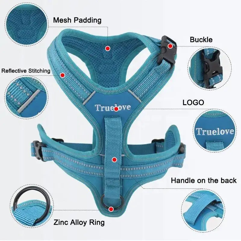 Truelove Sport Nylon Reflective No Pull Dog Harness Outdoor Adventure Pet Vest with Handle xs to xl 5 colors in stock factory - petguardiansupplies