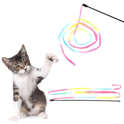 Cat Toys Cute Funny Colorful Rod Teaser Wand Plastic Pet Toys for Cats Interactive Stick Pet Teaser Cat Supplies - petguardiansupplies