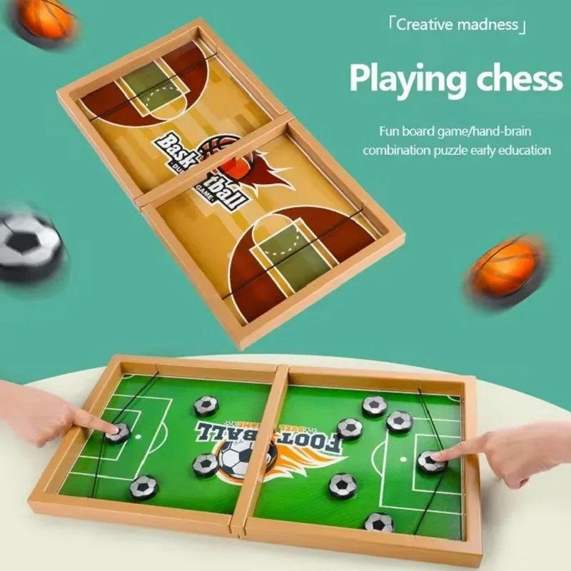 Children Table Battle Board Game Fast Sling Puck Game Paced Wooden Table Hockey Winner Games Interactive Chess For Family Toys - petguardiansupplies