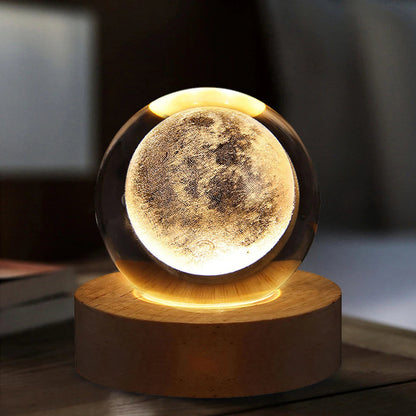 USB LED Night Light Galaxy Crystal Ball 3D Moon Planet Table Lamp Decor Bedroom Atmosphere Lamp for Birthday Kids Xmas Gifts - petguardiansupplies