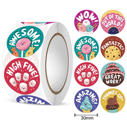 500pcs Cute Reward Stickers Roll with Word Motivational Stickers for School Teacher Kids Student Stationery Stickers Kids 1inch - petguardiansupplies