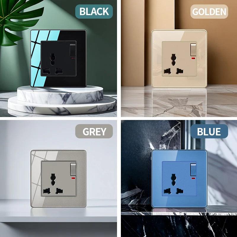 86 Type Tempered Glass Wall Switch Socket Panel Light Switch EU French UK Electrical Wall USB Outlets Socket Plug - petguardiansupplies