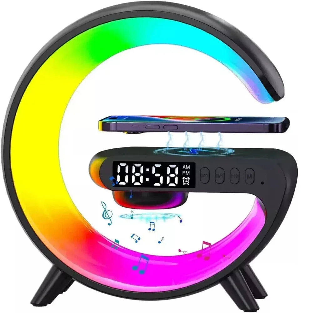 Smart G Lamp Bluetooth Speaker Wireless Charger RGB Alarm Clock Night Light 2025 - petguardiansupplies