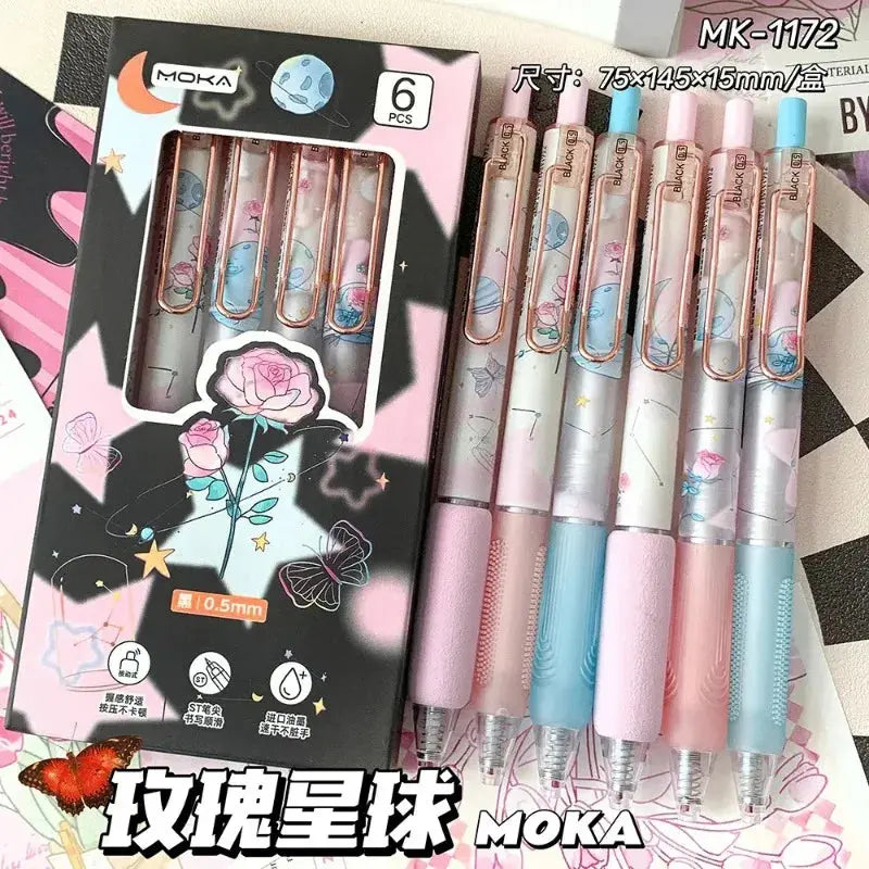 6pcs/set Butterfly Series Cute Gel Pen ST Nib Kawaii Pen Set Japanese Kawaii Stationery School Supplies Aesthetic Pens - petguardiansupplies