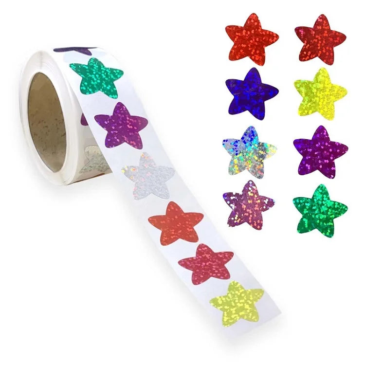 100-500PCS New Stars Stickers Thank You Stickers Photocard Decor for Kids Children Packaging Pack Stickers Roll Rolling Lables - petguardiansupplies