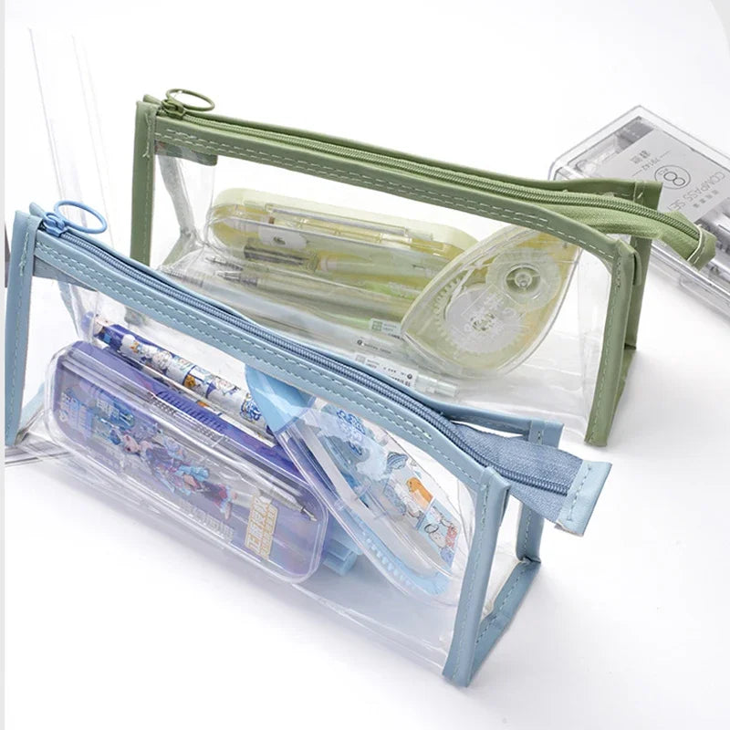 Transparent Pencil Case Kawaii Pen Large Capacity Bag Cosmetic Bag Back to School Supplies for Girls Kids Stationery Items Gifts - petguardiansupplies