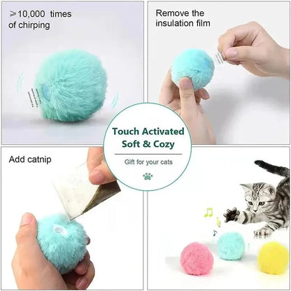 Interactive Ball Smart Cat Toys Plush Electric Catnip Training Toy Kitten Touch Sounding Pet Product Squeak Toy Ball - petguardiansupplies