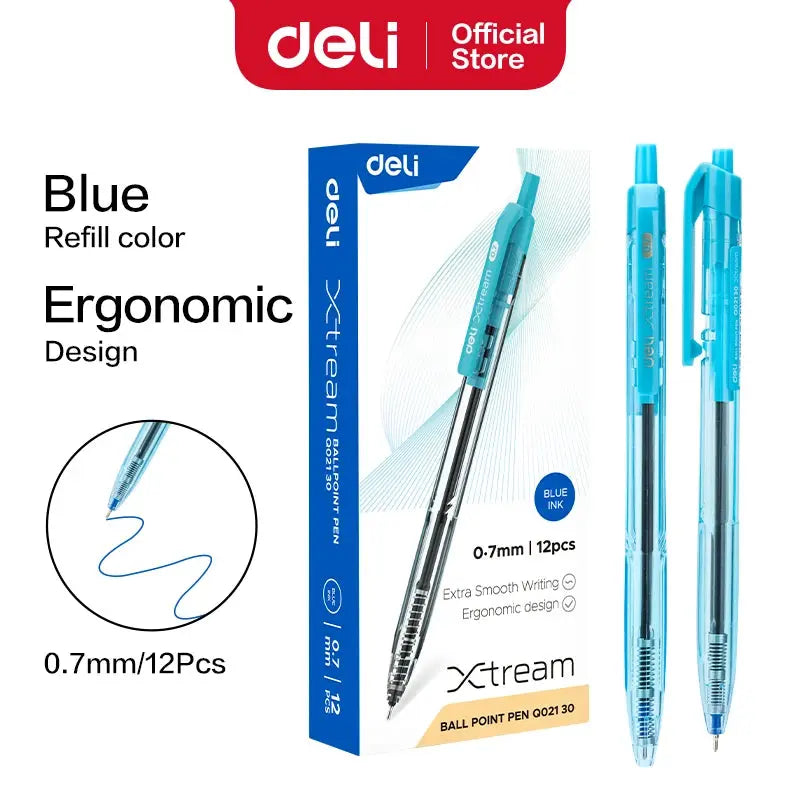 Deli 12PCS/Box Ballpoint Pen 0.7mm Office Gel Pens Smoothing Writing Low Viscosity Ink Writing Pens Office School Stationery - petguardiansupplies