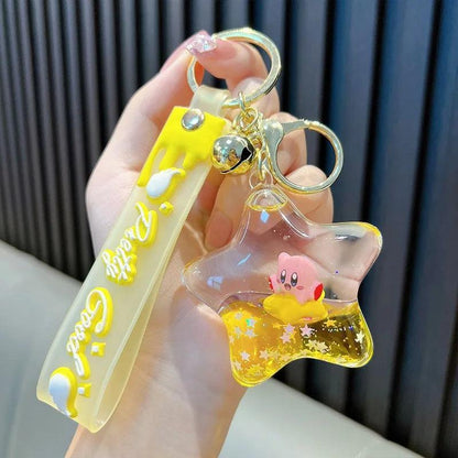 Kirby Keychain Cartoon Quicksand Bottle Bag Pendant Children Key Chain Accessories Anime Girl Car Bag Decoration SchoolBag Gift - petguardiansupplies