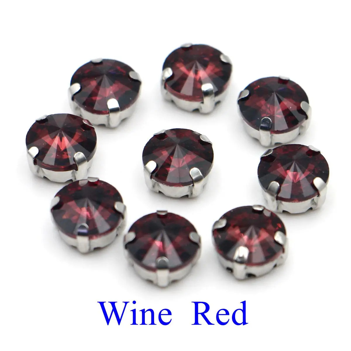 Glass Rhinestones! Satellite / Round Shape Diamond With Claw Sew On Strass Metal Base Buckle Crystal Stone Beads For Clothes - petguardiansupplies