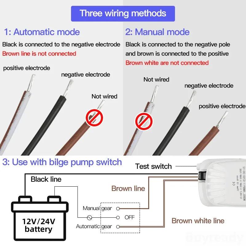 12V 24V 110V 220V 750GPH 1100GPH Automatic Boat Bilge Pump Auto Float Switch DC Submersible Electric Water Pump 12 24 V 220 Volt - petguardiansupplies