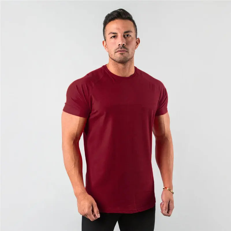 New Fashion Plain Tops Tees Fitness Mens T Shirt Short Sleeve Muscle Joggers Bodybuilding Tshirt Male Gym Clothes Slim Fit Shirt - petguardiansupplies