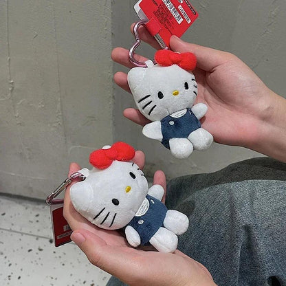 Sanrio Hello Kitty Plush Doll Keychain Pendant Cartoon Kt Cat Stuffed Plushies Key Ring Bag Accessories Girls Gift Kids Toys - petguardiansupplies