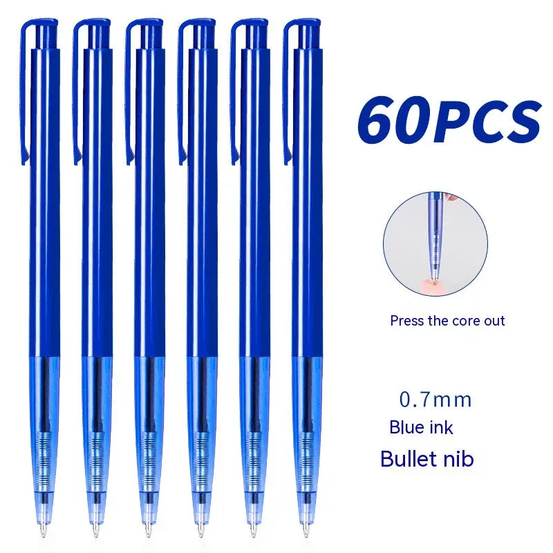 Deli 10/60Pcs, Bullet Tip Ballpoint Pen Set, Fine Point 0.7mm, Black/Blue Ink, Office and School Supplies, Stationery - petguardiansupplies