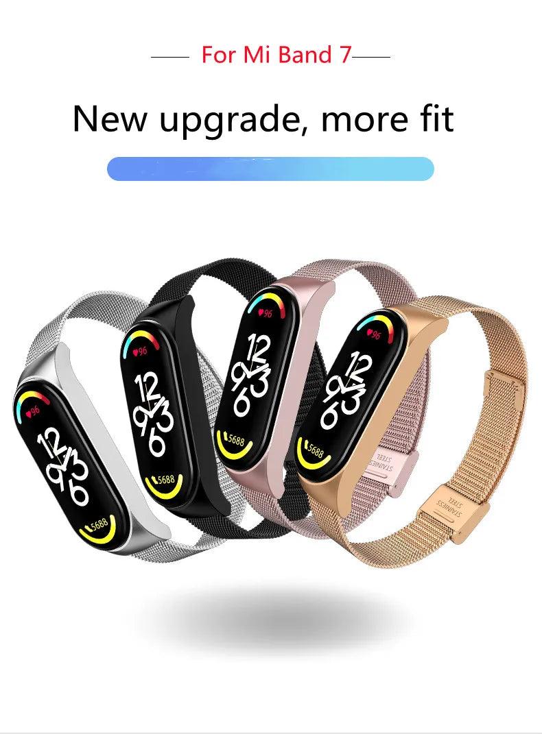 Metal Strap bracelet for Xiaomi mi band 7 6 5 3 4 strap Stainless Steel MiBand 4 Smart Wrist Strap for xiao mi miband 4 3 straps - petguardiansupplies