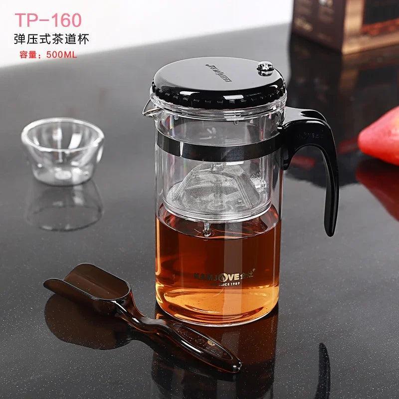 Various Kamjove Glass Kungfu Teapot PiaoYi Bei Convenient Teacup Kungfu Tea Set Press AUTO-OPEN Art Tea Cup - petguardiansupplies