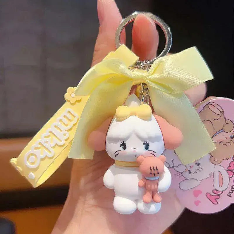 Anime Kawali Mikko Mousse Souffle Cammy Latte Keychain Car Bag Pendant Cartoon Bow Accessories Ins Cute Kids Toys Gift For Girls - petguardiansupplies