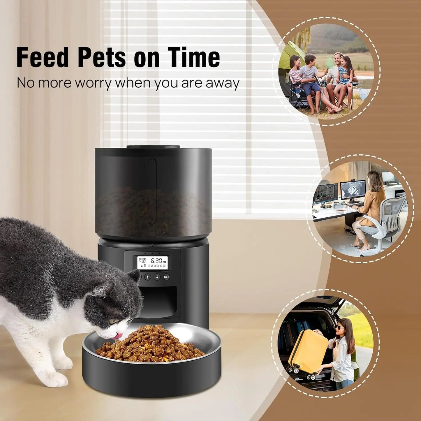 Cat Feeder Automatic With Timer, 3L Cat Feeder, Plug-in or Battery-Operated Cat Feeder for Dry Food - petguardiansupplies