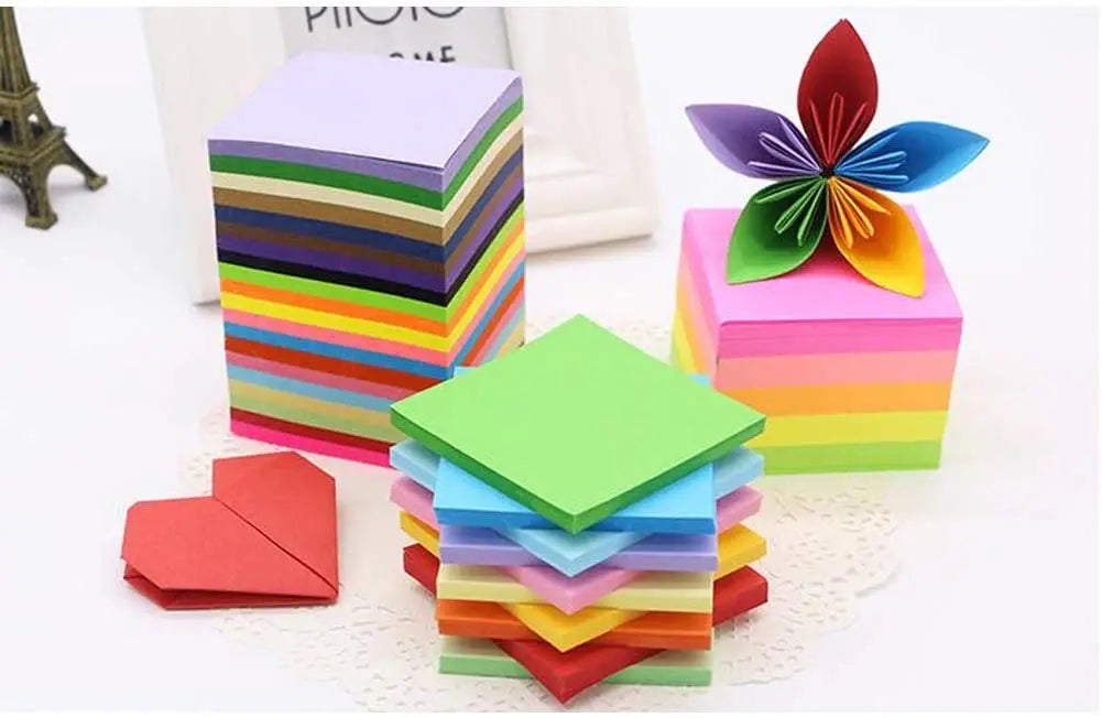 100pcs Origami Square Paper Double Sided Folding Lucky Wish Paper Crane Craft Paper DIY Arts Crafting Colorful Scrapbooking - petguardiansupplies