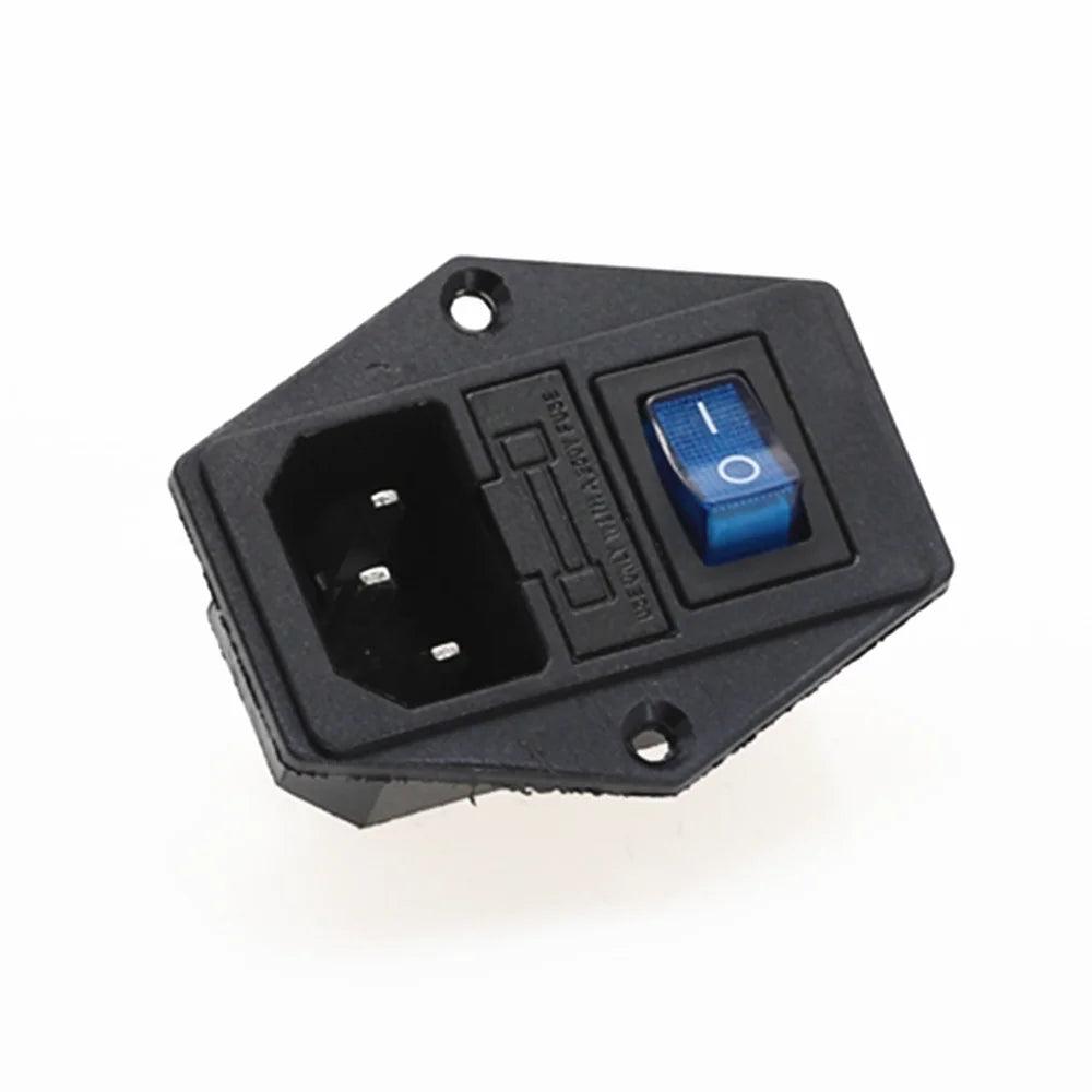 1Pcs AC-01A Power Rocker Switch IEC 3 Pin 320 C14 Inlet Power Sockets Switch Connector Plug 10A 250V - petguardiansupplies