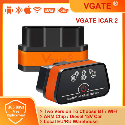 Vgate Icar2 Bluetooth-compatible/Wifi OBD2 Diagnostic Tool ELM327 OBD2 Scanner Mini ELM 327 WiFi for Android/IOS/PC Code Reader - petguardiansupplies