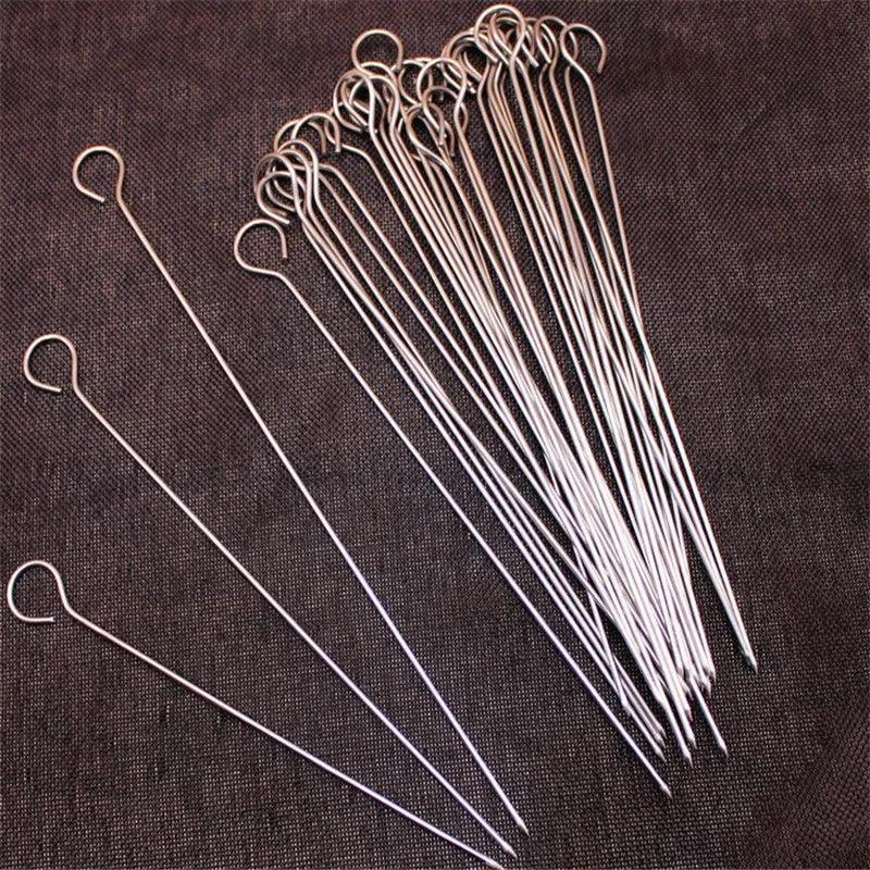 10pcs meat goose Round Roast Skewers Stick Stainless Steel BBQ Needle Barbeque Skewers Kitchen Utensils Outdoor Camping Picnic - petguardiansupplies