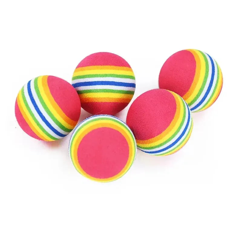 10PCS Rainbow Cat Toys Ball Interactive Cat Dog Play Chewing Rattle Scratch Ball Training Balls Pet Toys Supplies - petguardiansupplies