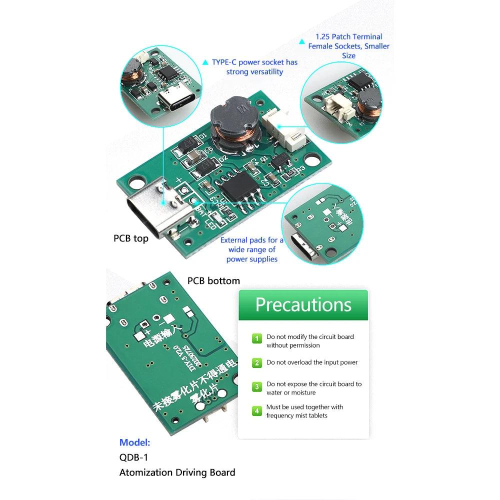 1/5/10PCS DC5V Usb Ultrasonic Nebulizer Humidifier Nebulizer Driver Module Mini Humidifier Diy Kit Type-C With Atomizer Sheet - petguardiansupplies