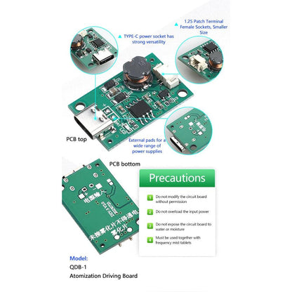 1/5/10PCS DC5V Usb Ultrasonic Nebulizer Humidifier Nebulizer Driver Module Mini Humidifier Diy Kit Type-C With Atomizer Sheet - petguardiansupplies