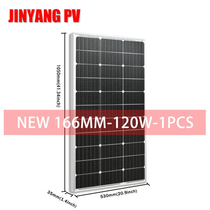 Solar Panel 100w 120w140w 160w 18V Rigid Solar Panel 25 Year Photovoltaic Monocrystalline Cell 12V Battery Charge - petguardiansupplies