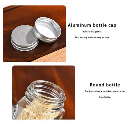 12pc 120ML bottle Glass Spice Bottle Jars Spice Jar Set Transparent Seasoning Storage Bottles Kitchen Salt Bottle - petguardiansupplies