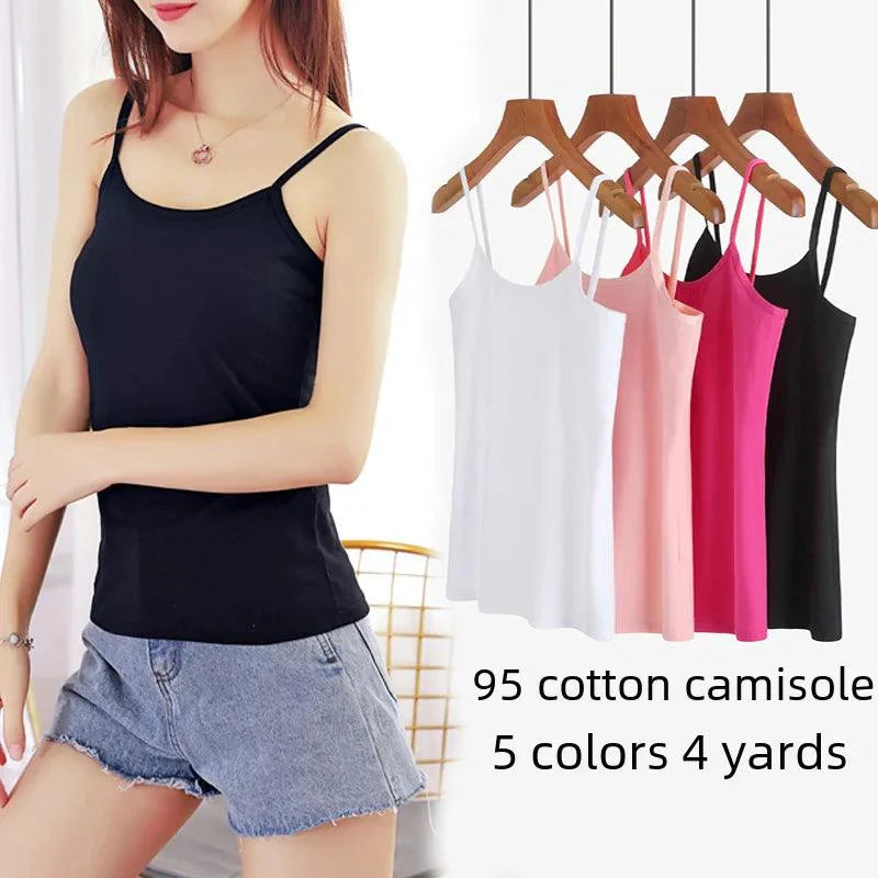 Pure Cotton White Tank Top Women's Summer Inner Wear Trendy Sexy Sleeveless Top Summer Season One-piece Code Send - petguardiansupplies