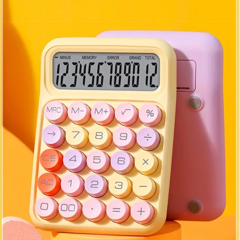 1pc Keyboard Calculator Office 12-digit Mechanical Calculator Cute Candy Color Calculator Desktop Stationery - petguardiansupplies