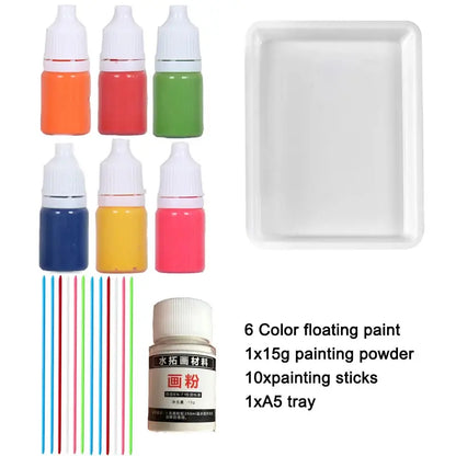 Marble Painting Kit For Kids,Arts And Crafts Paint On Water Set,Water Marbling Paint Kit Ideal Gifts 6/12/24 Colors DIY Craft - petguardiansupplies