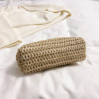 Summer Beach Straw Bags Exquisite Gold Chain Party Banquet Purse Hand Woven Handbag Female Clutch Bag Shoulder Crossbody Bags - petguardiansupplies