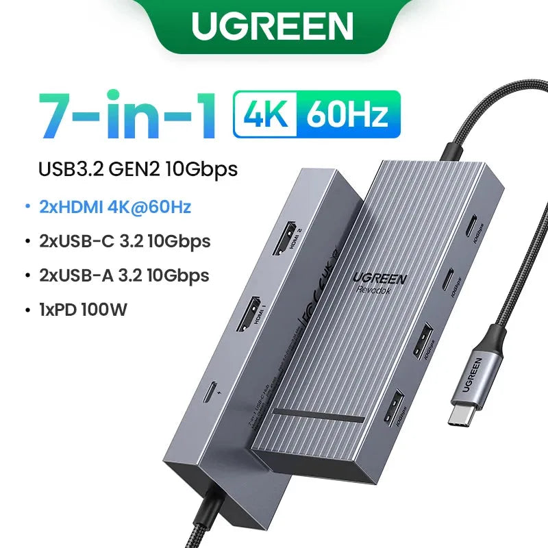 UGREEN Dual HDMI USB-C HUB 8K 4K HDMI Adapter 10 in 1 Splitter with RJ45 USB3.0 PD 100W Dock for MacBook Pro Air Laptop USB HUB - petguardiansupplies