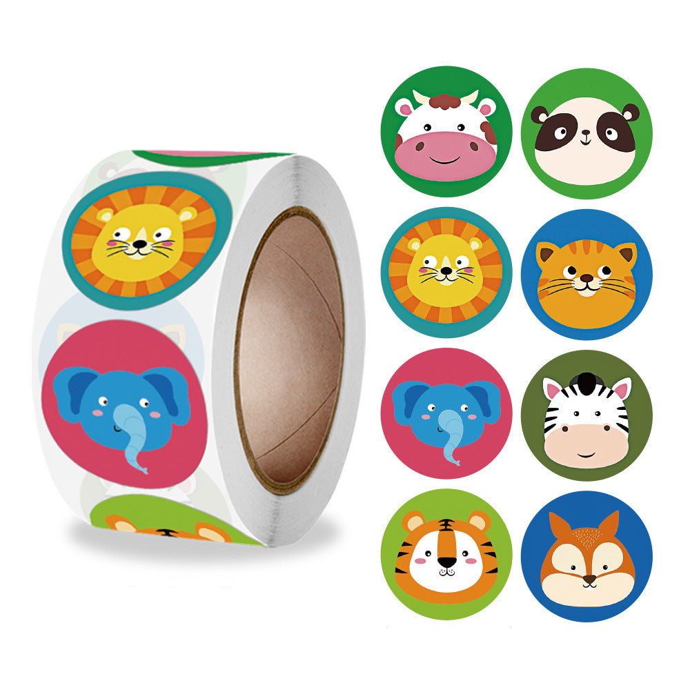 100-500 Pcs 1inch 2.5cm Sea Animal Stickers Roll Children's Toys Praise Reward Student Work Label Stationery Gift Sticker - petguardiansupplies