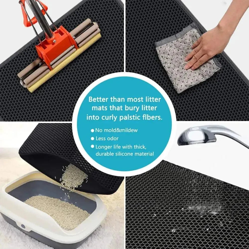 Cat Litter Mat With Gift Double Layer Waterproof Pet Litter Box Mat Non-slip Sand Cat Pad Washable Bed Mat Clean Pad Products - petguardiansupplies