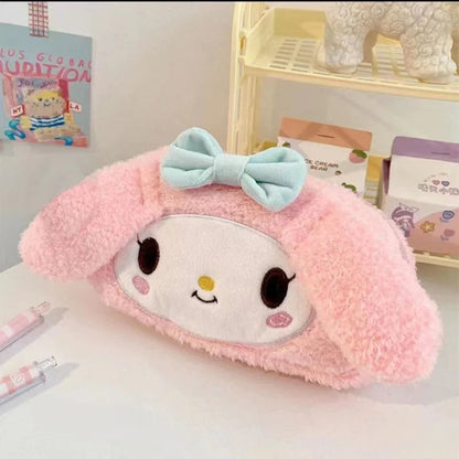 Sanrio Kuromi Melody Cinnamoroll Pencil Pouch Large Capacity Pen Case Cute Plush Cosmetic Bag Girls Student Supplies Stationery - petguardiansupplies