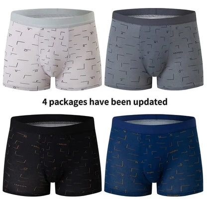 4 Pack Europe and America Size MEN'S FASHION Sexy Boxer Underwear Antibacterial Breathable plus Size Fat MEN'S Shorts Underwear - petguardiansupplies