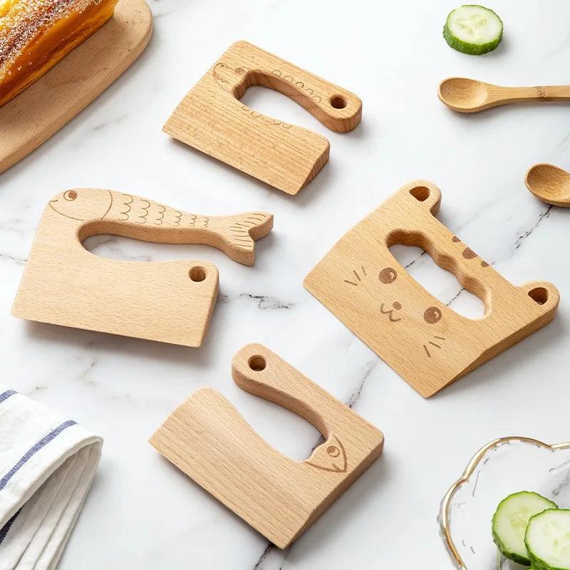 Wooden Kids Knife Cooking Toys Simulation Knives Cutting Fruit Vegetable Children Kitchen Pretend Play Toy Montessori Education - petguardiansupplies