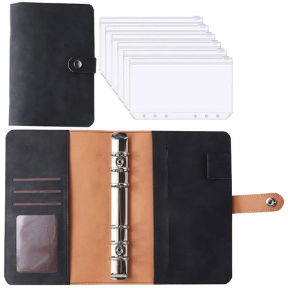 2024 A6 PU Leather Budget Binder Notebook Cash Envelopes System Set,with Binder Pockets for Money Budget Saving Bill Organizer - petguardiansupplies