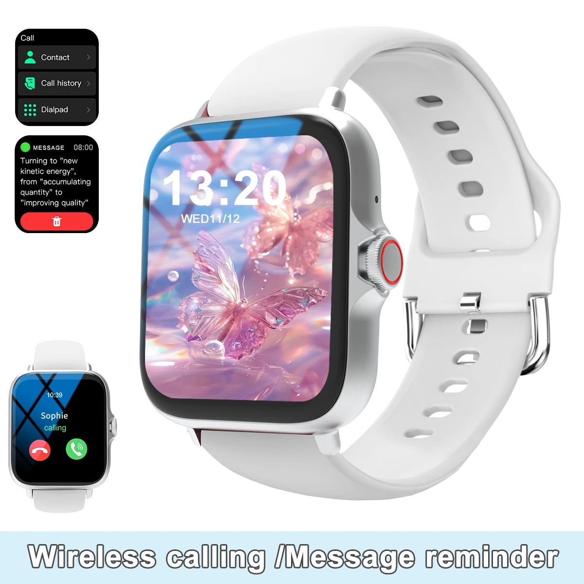 Smart watch with full touch screen, call, message reminder, music control and other functions, compatible with iPhone/android mo - petguardiansupplies