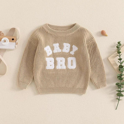 FOCUSNORM 0-18M Autumn Baby Boys Sweater 4 Colors Letter Embroidery Long Sleeve Round Neck Knitwear Pullover - petguardiansupplies