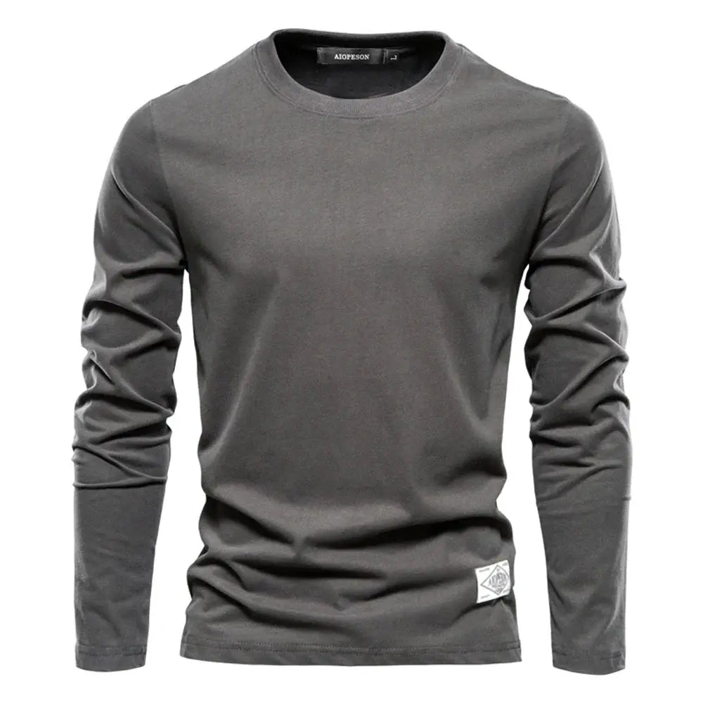 100% Cotton Long Sleeve T shirt For Men Solid Spring Casual Mens T-shirts High Quality Male Tops Classic Clothes Men's T-shirts - petguardiansupplies